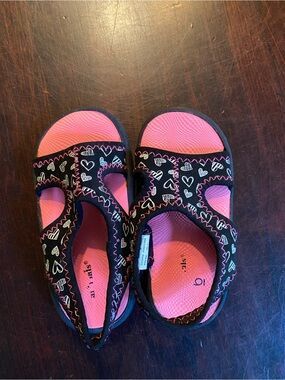 Garanimals Pink And Black Toddler Girls Sandals, Size 6